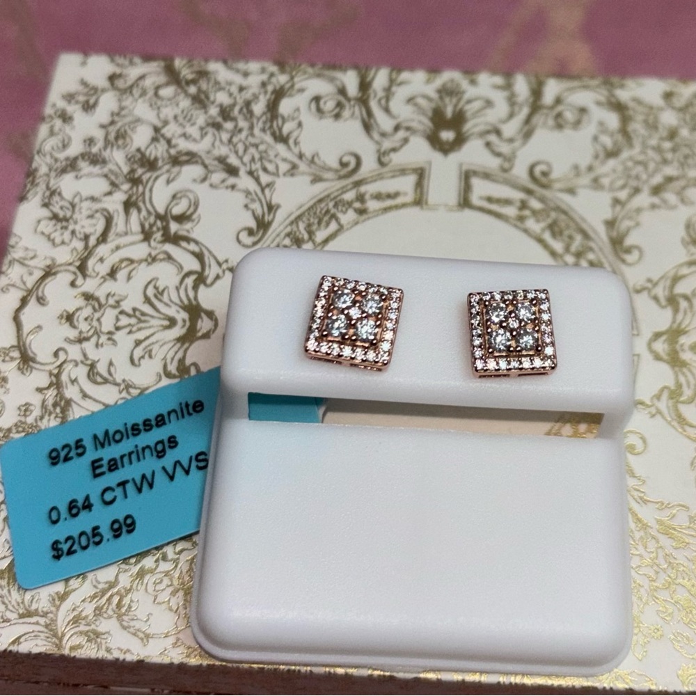 Moissanite Square Stud Earrings